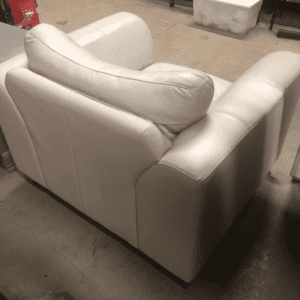 White leather chair back view